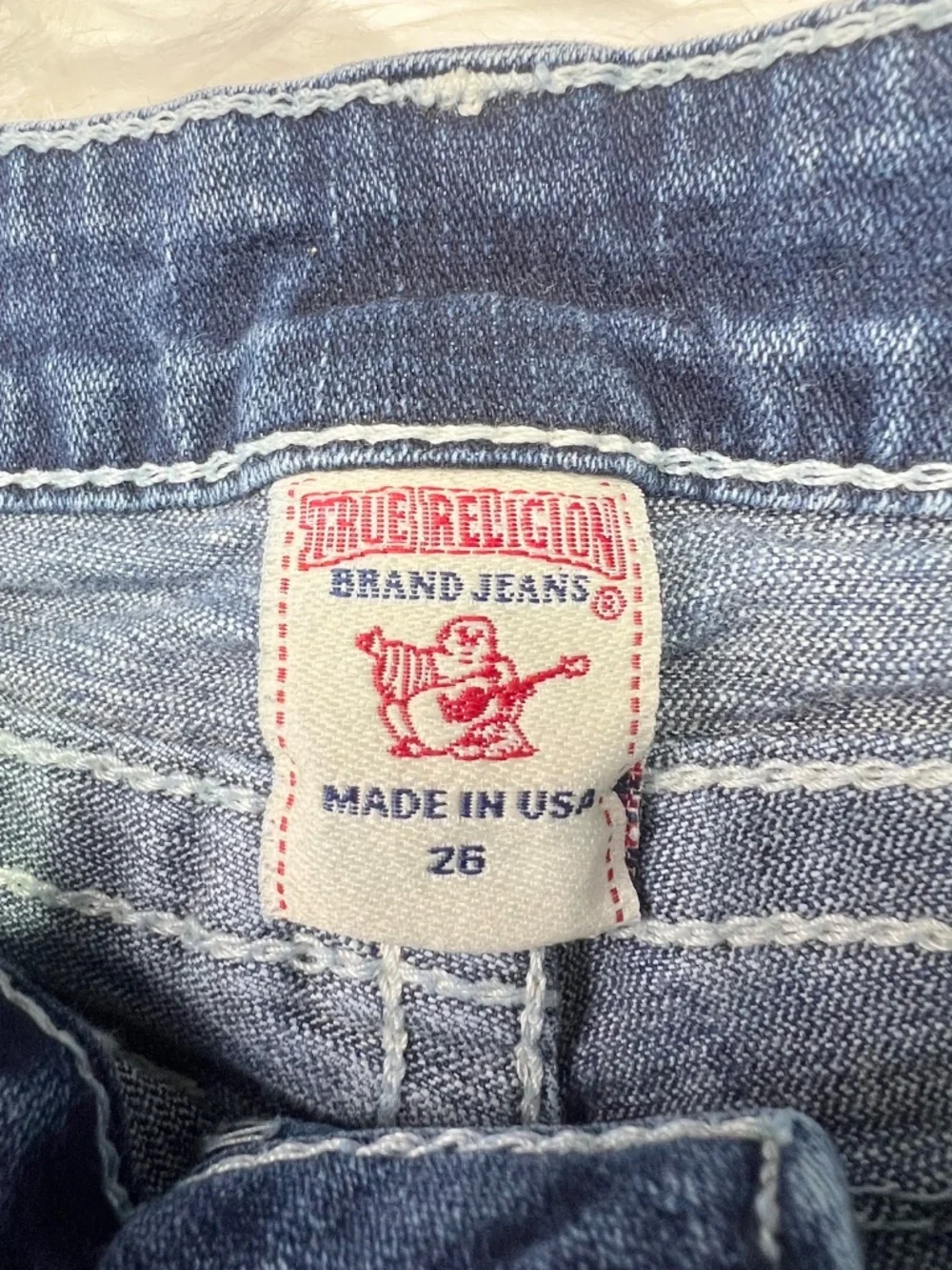 TRUE RELIGION • Joey Cutoff Bermuda Shorts Size 26 Made USA Flap Pocket Y2K